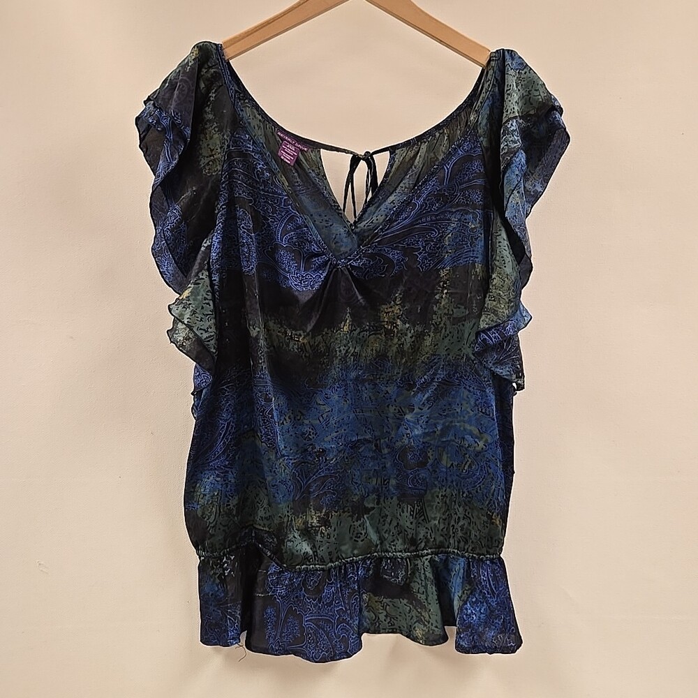 Beverly Drive Sleeveless Blouse Top Womens Size 20-22 W/M V-neck Multicolor